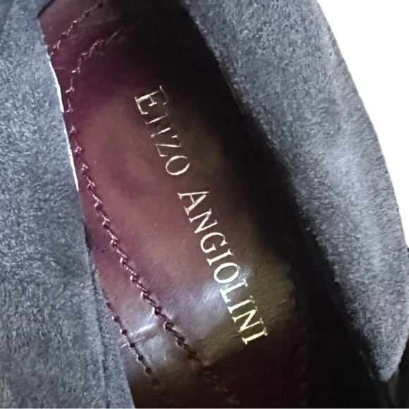 Enzo Angiolini Suede Slouchy Foldover Ankle Booties Gray Heeled Boots Size 10 - Picture 7 of 9